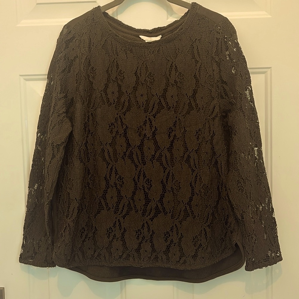 Lace army green fully lined H&M blouse